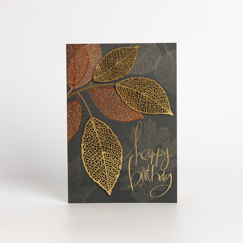 Gold and Copper Happy Birthday Card