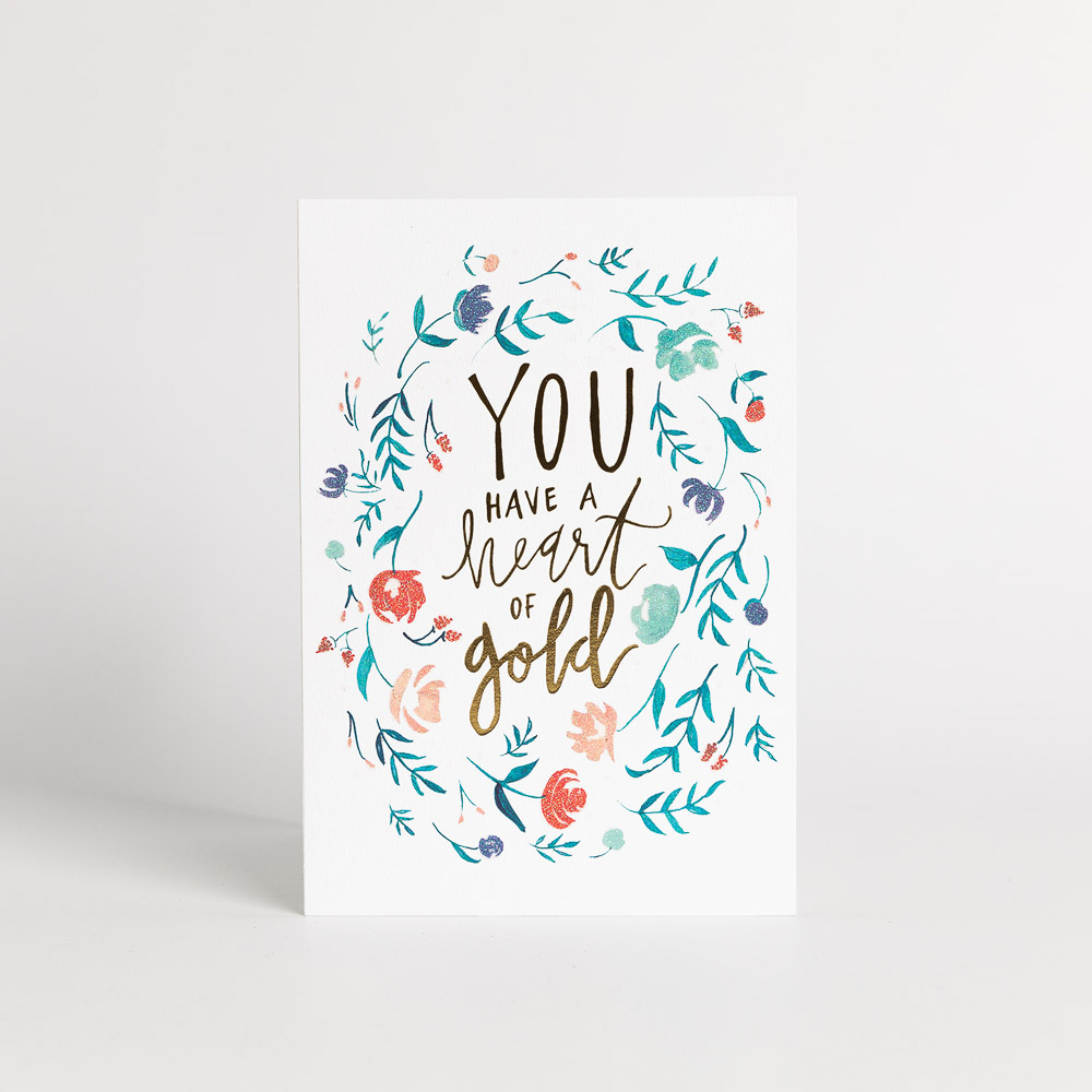 Heart Of Gold Thank You Card